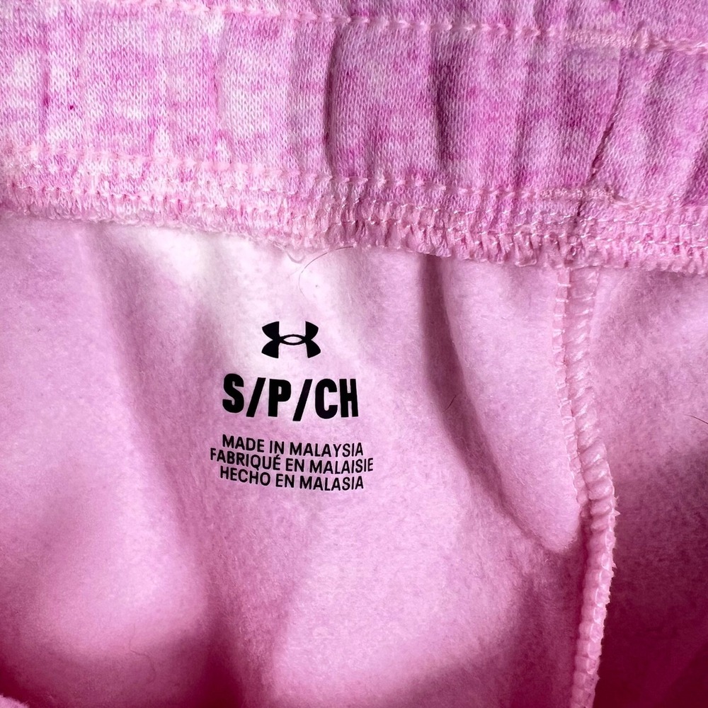 Under Armour Womens Small Pink Tie Dye Rival Fleece Jogger Sweatpants NWT - Picture 7 of 7